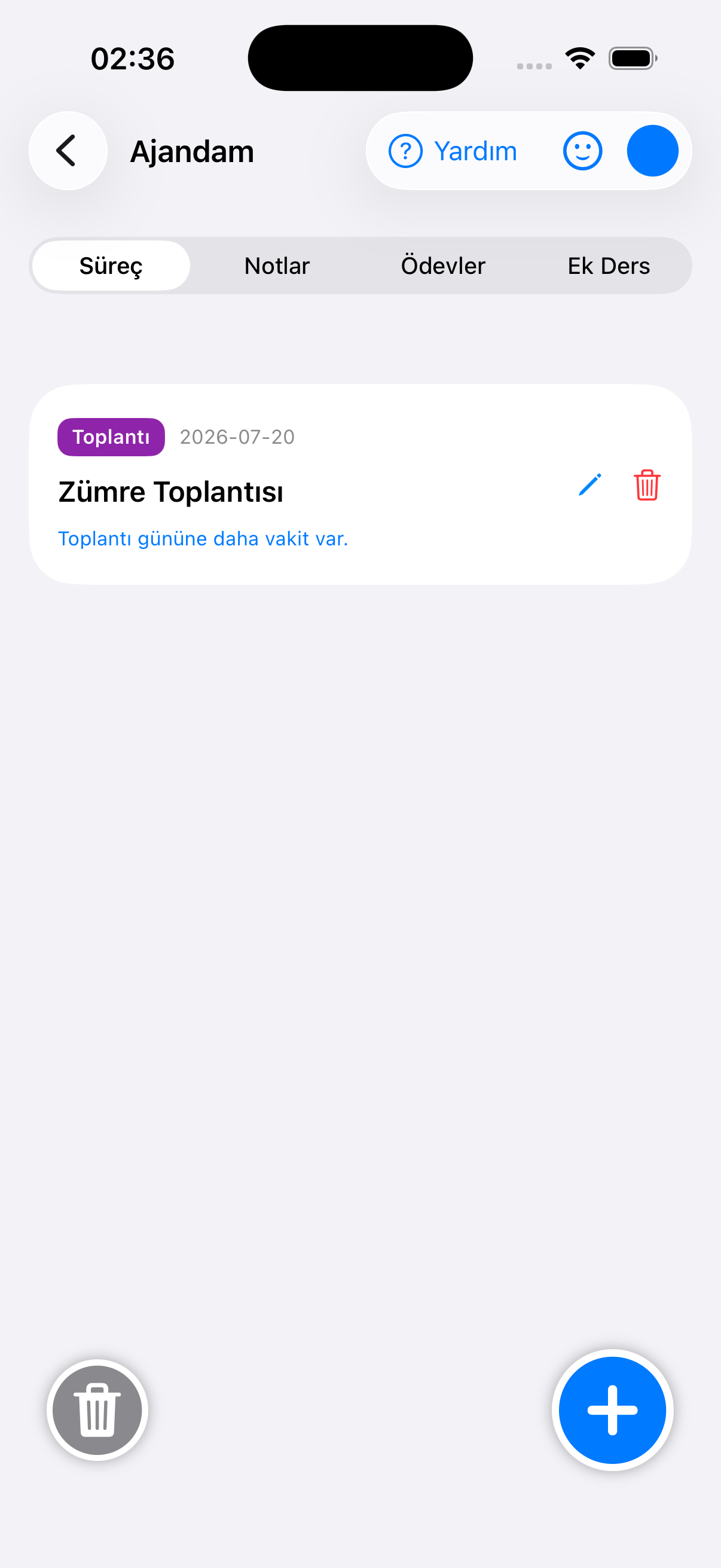 Ajandam ekranı